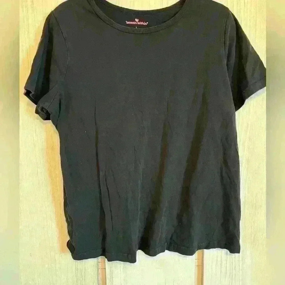 Woman Within Womens Shirt L Tee Short Sleeve Solid Black Pullover Cotton Basic - Picture 1 of 3